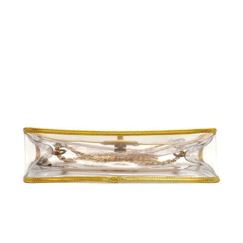 VINTAGE CHANEL CHAIN SHOULDER BAG GOLD CLEAR VINYL LEATHER GOLD HARDWARE 90343016