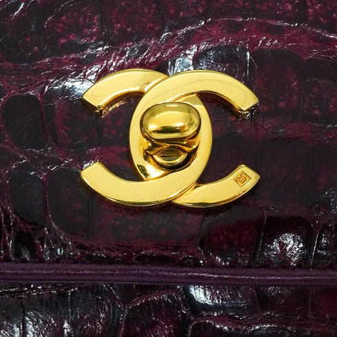 VINTAGE CHANEL CHAIN SHOULDER BAG PURPLE CROCODILE GOLD HARDWARE 90350865