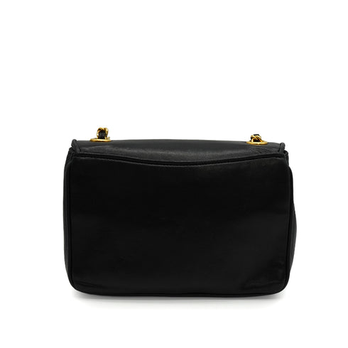 VINTAGE CHANEL COCOMARK CHAIN SHUOLDER BAG BLACK LAMB SKIN GOLD HARDWARE 90344063