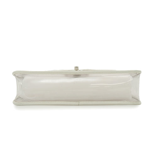 VINTAGE CHANEL CHAIN SHUOLDER BAG CLEAR WHITE VINYL LEATHER SILVER HARDWARE 90339152