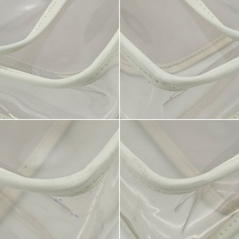 VINTAGE CHANEL CHAIN SHUOLDER BAG CLEAR WHITE VINYL LEATHER SILVER HARDWARE 90339152