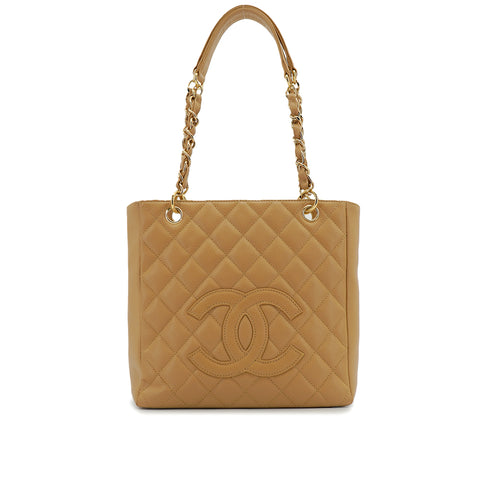 VINTAGE CHANEL COCOMARK CHAIN TOTE BAG BEIGE CAVIAR SKIN GOLD HARDWARE 90327863