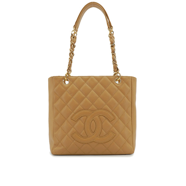 VINTAGE CHANEL COCOMARK CHAIN TOTE BAG BEIGE CAVIAR SKIN GOLD HARDWARE 90327863