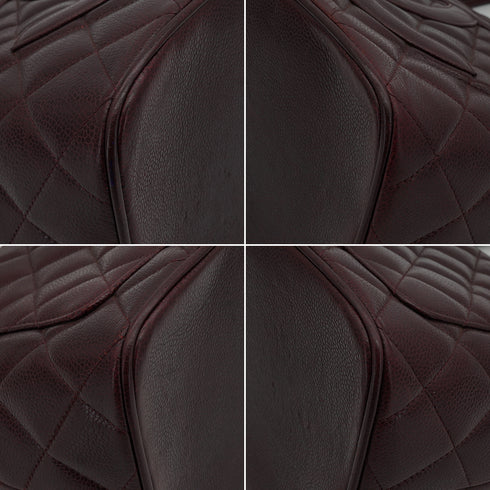 VINTAGE CHANEL MEDALLION MATELLASSE TOTE BAG BORDEAUX CAVIAR SKIN SILVER HARDWARE 90337272
