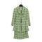 VINTAGE CHANEL CHECK COCO BUTTON TWEED JACKET SKIRT SET LIGHT GREEN WOOL 38 94P RTW 90332949
