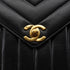 VINTAGE CHANEL CHEVRON CHAIN SHOULDER BAG BLACK LAMB SKIN GOLD HARDWARE 90331241