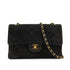 VINTAGE CHANEL CHEVRON CHAIN SHOULDER BAG BLACK SUEDE GOLD HARDWARE 90322286
