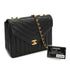 VINTAGE CHANEL CHEVRON V STITCH CHAIN SHOULDER BAG BLACK LAMB SKIN GOLD HARDWARE 90335500