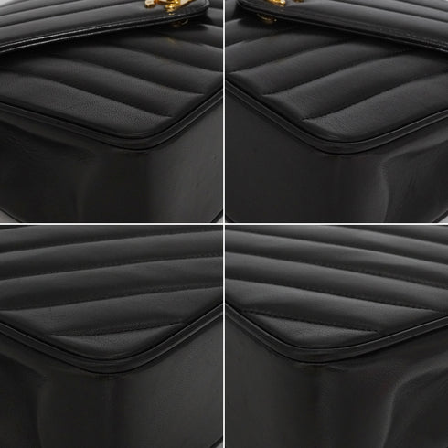 VINTAGE CHANEL CHEVRON V STITCH CHAIN SHOULDER BAG BLACK LAMB SKIN GOLD HARDWARE 90335500