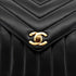 VINTAGE CHANEL CHEVRON V STITCH CHAIN SHOULDER BAG BLACK LAMB SKIN GOLD HARDWARE 90335500