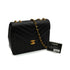 VINTAGE CHANEL CHEVRON V STITCH CHAIN SHOULDER BAG BLACK LAMB SKIN GOLD HARDWARE 90339645