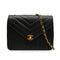 VINTAGE CHANEL CHEVRON V STITCH CHAIN SHOULDER BAG BLACK LAMB SKIN GOLD HARDWARE 90339645