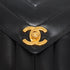VINTAGE CHANEL CHEVRON V STITCH CHAIN SHOULDER BAG BLACK LAMB SKIN GOLD HARDWARE 90339645