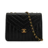 VINTAGE CHANEL CHEVRON V STITCH CHAIN SHOULDER BAG BLACK LAMB SKIN GOLD HARDWARE 90341824