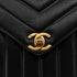 VINTAGE CHANEL CHEVRON V STITCH CHAIN SHOULDER BAG BLACK LAMB SKIN GOLD HARDWARE 90341824