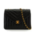 VINTAGE CHANEL CHEVRON V STITCH CHAIN SHOULDER BAG BLACK LAMB SKIN GOLD HARDWARE 90341827