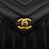 VINTAGE CHANEL CHEVRON V STITCH CHAIN SHOULDER BAG BLACK LAMB SKIN GOLD HARDWARE 90341827