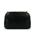 VINTAGE CHANEL CHEVRON V STITCH CHAIN SHUOLDER BAG BLACK LAMB SKIN GOLD HARDWARE 90317011
