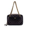 VINTAGE CHANEL CHEVRON V STITCH CHAIN SHUOLDER BAG BROWN LAMB SKIN GOLD HARDWARE 90318212