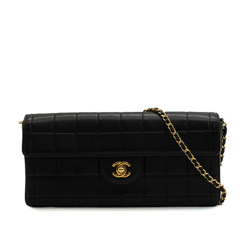 VINTAGE CHANEL CHOCOLATE BAR CHAIN SHOULDER BAG BLACK LAMB SKIN 90344099