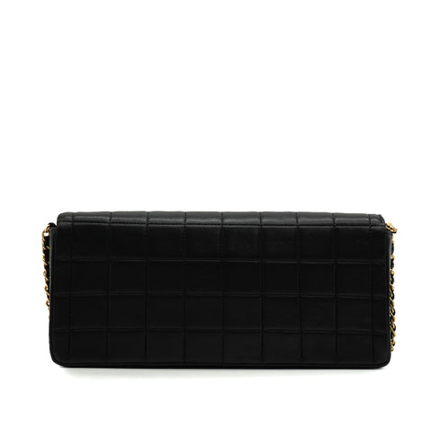 VINTAGE CHANEL CHOCOLATE BAR CHAIN SHOULDER BAG BLACK LAMB SKIN 90344099