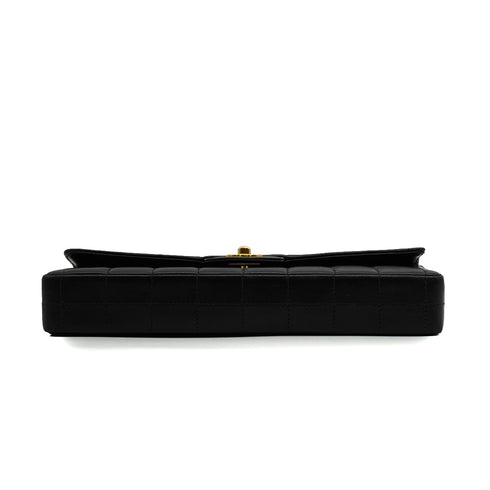 VINTAGE CHANEL CHOCOLATE BAR CHAIN SHOULDER BAG BLACK LAMB SKIN 90344099