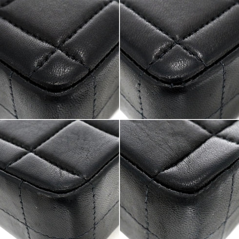 VINTAGE CHANEL CHOCOLATE BAR CHAIN SHOULDER BAG BLACK LAMB SKIN 90344099