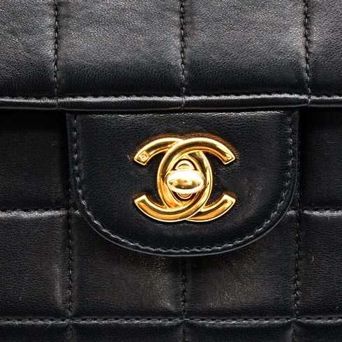 VINTAGE CHANEL CHOCOLATE BAR CHAIN SHOULDER BAG BLACK LAMB SKIN 90344099