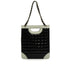 VINTAGE CHANEL CHOCOLATE BAR HAND SHOULDER BAG BLACK WHITE ENAMEL LEATHER SILVER HARDWARE 90345512