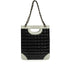 VINTAGE CHANEL CHOCOLATE BAR HAND SHOULDER BAG BLACK WHITE ENAMEL LEATHER SILVER HARDWARE 90345512