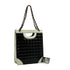 VINTAGE CHANEL CHOCOLATE BAR HAND SHOULDER BAG BLACK WHITE ENAMEL LEATHER SILVER HARDWARE 90345512