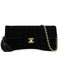 VINTAGE CHANEL CHOCOLATE BAR FRINGE CHAIN SHOULDER BAG BLACK VELOUR LEATHER GOLD HARDWARE 90344377