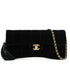 VINTAGE CHANEL CHOCOLATE BAR FRINGE CHAIN SHOULDER BAG BLACK VELOUR LEATHER GOLD HARDWARE 90344377