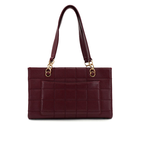 VINTAGE CHANEL CHOCOLATE BAR TURN LOCK SHOULDER BAG BORDEAUX CAVIAR SKIN 90326770