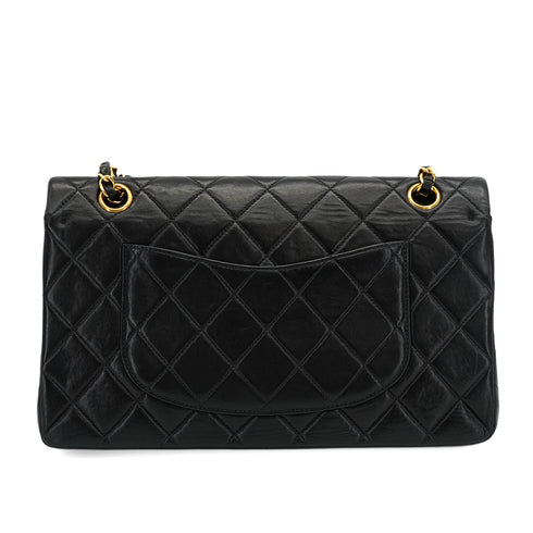 VINTAGE CHANEL CLASSIC FLAP CHAIN SHOULDER BAG BLACK LAMB SKIN GOLD HARDWARE 90349276