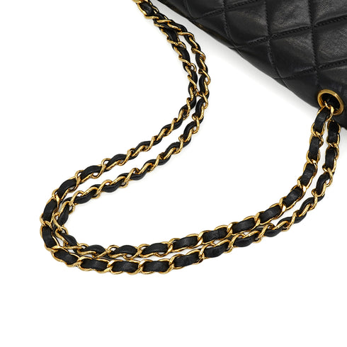 VINTAGE CHANEL CLASSIC FLAP CHAIN SHOULDER BAG BLACK LAMB SKIN GOLD HARDWARE 90349276