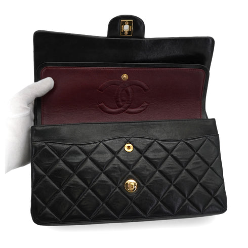 VINTAGE CHANEL CLASSIC FLAP CHAIN SHOULDER BAG BLACK LAMB SKIN GOLD HARDWARE 90349276