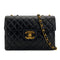 VINTAGE CHANEL CLASSIC FLAP JUMBO CHAIN SHOULDER BAG BLACK LAMB SKIN GOLD HARDWARE 90324817