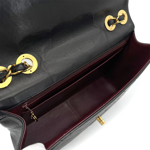 VINTAGE CHANEL CLASSIC FLAP JUMBO CHAIN SHOULDER BAG BLACK LAMB SKIN GOLD HARDWARE 90322527