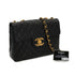 VINTAGE CHANEL CLASSIC FLAP JUMBO CHAIN SHOULDER BAG BLACK LAMB SKIN GOLD HARDWARE 90322527