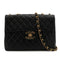 VINTAGE CHANEL CLASSIC FLAP JUMBO CHAIN SHOULDER BAG BLACK LAMB SKIN GOLD HARDWARE 90322527