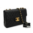 VINTAGE CHANEL CLASSIC FLAP JUMBO CHAIN SHOULDER BAG BLACK LAMB SKIN GOLD HARDWARE 90334263