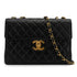 VINTAGE CHANEL CLASSIC FLAP JUMBO CHAIN SHOULDER BAG BLACK LAMB SKIN GOLD HARDWARE 90334263