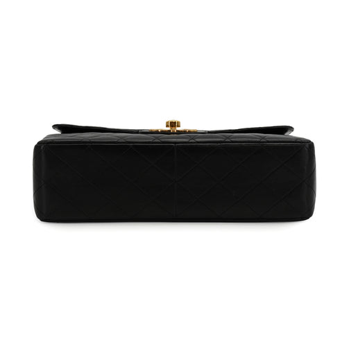 VINTAGE CHANEL CLASSIC FLAP JUMBO CHAIN SHOULDER BAG BLACK LAMB SKIN GOLD HARDWARE 90334263