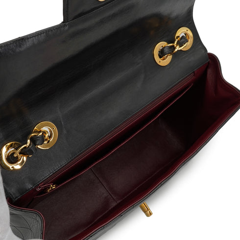 VINTAGE CHANEL CLASSIC FLAP JUMBO CHAIN SHOULDER BAG BLACK LAMB SKIN GOLD HARDWARE 90334263