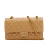 VINTAGE CHANEL CLASSIC FLAP MEDIUM CHAIN SHOULDER BAG BEIGE CAVIAR SKIN GOLD HARDWARE 90343003