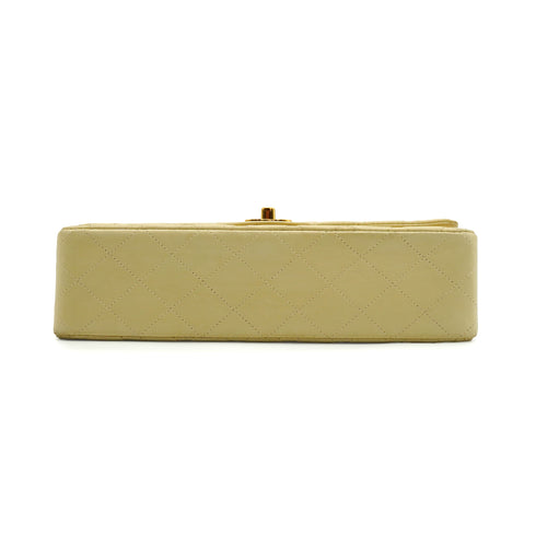 VINTAGE CHANEL CLASSIC FLAP MEDIUM CHAIN SHOULDER BAG BEIGE LAMB SKIN GOLD HARDWARE 90341865