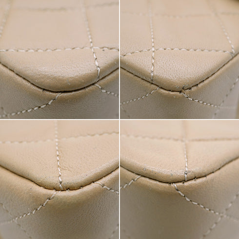 VINTAGE CHANEL CLASSIC FLAP SMALL CHAIN SHOULDER BAG BEIGE LAMB SKIN GOLD HARDWARE 90346683