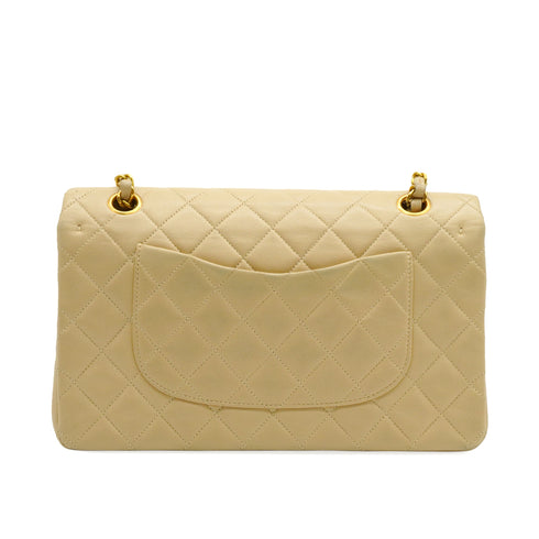 VINTAGE CHANEL CLASSIC FLAP MEDIUM CHAIN SHOULDER BAG BEIGE LAMB SKIN GOLD HARDWAR 90351037