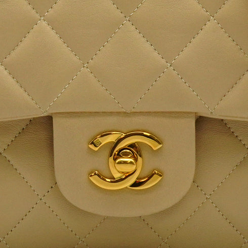 VINTAGE CHANEL CLASSIC FLAP MEDIUM CHAIN SHOULDER BAG BEIGE LAMB SKIN GOLD HARDWAR 90351068